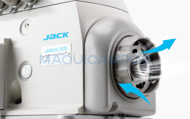 Jack JK-797TDI-4-514-M03/333/KS/FR02 Máquina de Costura Corte e Cose de Punho Fino e Arrasto Superior