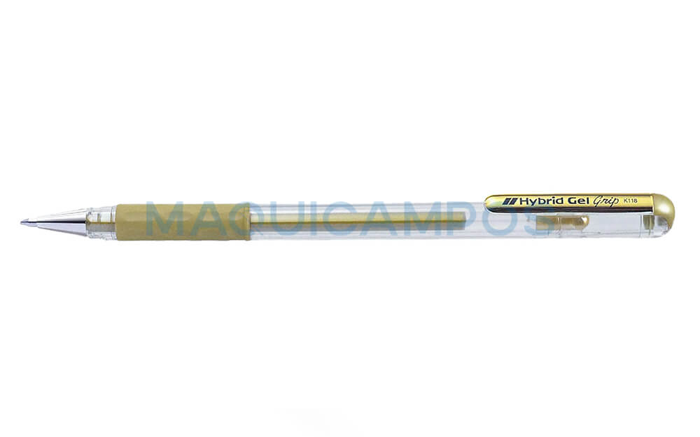 Pentel Hybrid Gel Grip K118-X Golden Permanent Pen