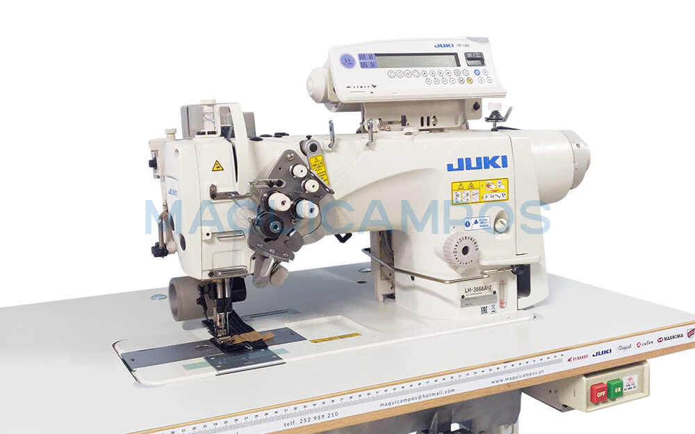 Juki LH-3568A-7 + Racing PL Máquina de Costura Ponto Corrido de 2 Agulhas com Puller