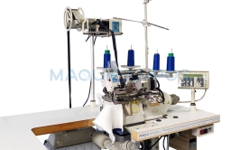 Pegasus MX5114-03/333N + Maxti MCA-18K<br>Máquina de Coser Overlock de Base Cilíndrica con Alimentador con Inserción Automática de Elásticos